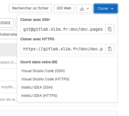 Cloner un projet depuis gitlab.xlim.fr
